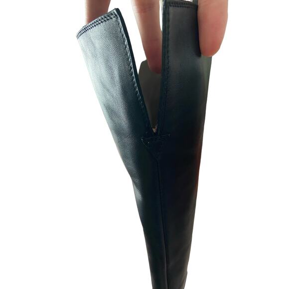 Allsaints Leather Reina Knee-High Boots Angled Block Heel Black Size 36 EU /US 6 - Picture 7 of 14